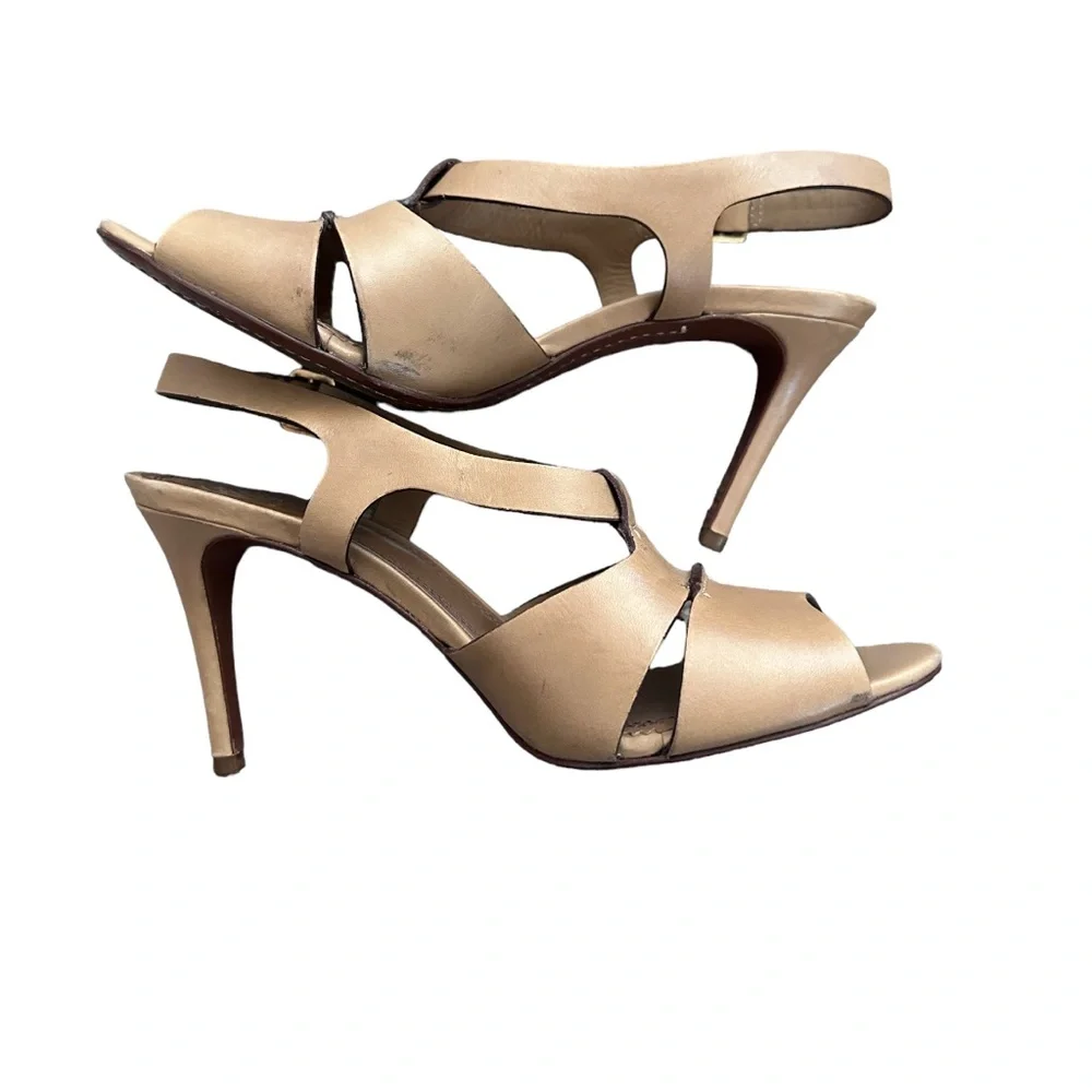 Tory Burch tan strap heels